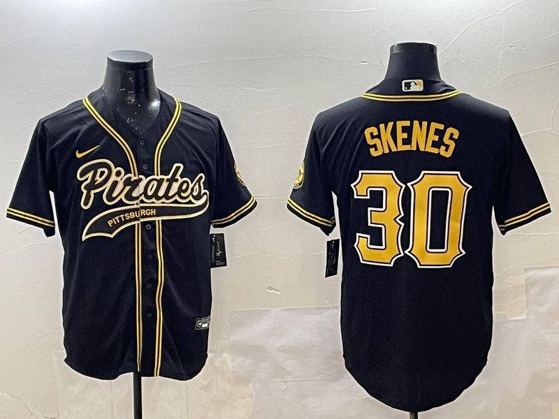 Men Pittsburgh Pirates #30 Skenes Black Joint Name Nike 2025 MLB Jersey style 5